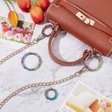 4Pcs 4 Styles Zinc Alloy Spring Gate Rings, Polygon Bamboo Stick Shape, Rainbow Color, 29~49x29~49x6mm, 1pc/style