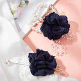 2Pcs 2 Style Silk Cloth Imitation Flower Brooch, with Imitation Pearl, for Wedding, Party Decorations, Medium Blue, 90~120x75~80x33mm, 1pc/style