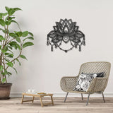 Iron Wall Signs, Metal Art Wall Decoration, for Living Room, Home, Office, Garden, Kitchen, Hotel, Balcony, Lotus Pattern, 230x260x1mm, Hole: 5mm