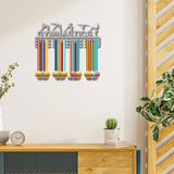 Fashion Iron Medal Hanger Holder Display Wall Rack, 3 Lines, with Screws, Gymnastics Pattern, 150x400mm, Hole: 5mm