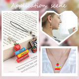 25Pcs Opaque Resin Pendants for Teachers' Day, with Platinum Plated Iron Loops, Book Charm, Colorful, 31x25x5mm, Hole: 2mm