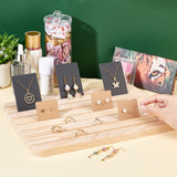 7-Slot Beech Wood Earring Card Display Stands, Earring Card Organizer Holder, Rectangle , PapayaWhip, 23x33x1.7cm