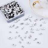 Sew on Rhinestone, Glass Rhinestone, with Platinum Tone Brass Prong Settings, Garments Accessories, Faceted, Horse Eye, Clear, 74x73x25mm, 100pcs/box