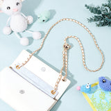 Braided PU Leather & Iron Chain Bag Handles, Bag Straps, with Cord Lock & Alloy T-Bar Clasp, Adjustable Chain for Purse Making, White, 97.7~116.6x0.7cm