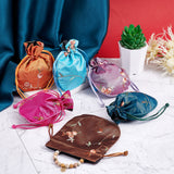 12Pcs 12 Colors Polyester Packing Pouches, Drawstring Bags, with Flower Pattern, Square, Mixed Color, 14.1x12x0.4cm, 1pc/color