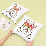 1 Set Autumn Theme PET Hollow Out Drawing Painting Stencils, with 1Pc Art Paint Brushes, Dog, Painting Stencils: 300x300mm, 2pcs/set