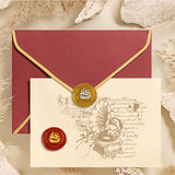 Wax Seal Stamp Set, Golden Plated Sealing Wax Stamp Solid Brass Head, with Retro Wood Handle, for Envelopes Invitations, Gift Card, Sailboat, 83x22mm, Head: 7.5mm, Stamps: 25x14.5mm