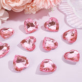 Acrylic Rhinestone Cabochons, Pointed Back & Back Plated, Heart, Pink, 25x24.5x7.5mm, 30pcs/box