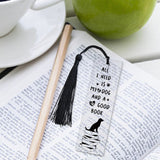 Acrylic Bookmarks, with Polyester Tassel Decorations, Rectangle Bookmarks, Quote All I Need Is My Dog And Good Book, Dog Pattern, 118x35x2.5mm, Hole: 5mm