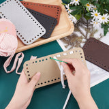 5Pcs 5Colors PU Leather Rectangle Bag Bottom, for Knitting Bag, Women Bags Handmade DIY Accessories, Mixed Color, 18x8x0.4cm, Hole: 4.8mm, 1pc/color