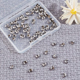 304 Stainless Steel Crimp Beads Covers, with Bead Container, Stainless Steel Color, 5mm In Diameter, about 100pcs/box