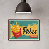 Vintage Metal Tin Sign, Wall Decor for Bars, Restaurants, Cafes Pubs, French Fries Pattern, 30x20cm