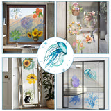 PVC Window Sticker, Flat Round Shape, for Window or Stairway  Home Decoration, Sea Horse, 160x0.3mm, 4 styles, 1pc/style, 4pcs/set