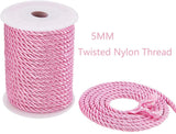 Polyester Cord, Twisted Cord, Pearl Pink, 5mm, about 18~19yards/roll(16.4m~17.3m/roll)