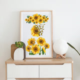 3 Sheets 3 Styles Sunflower PVC Waterproof Decorative Stickers, Self Adhesive Decals for Furniture Decoration, Flower, 300x150mm, 1 sheet/style