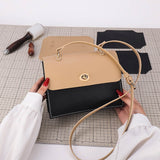 DIY Bag Purse Making Kits, including Imitation Leather Cover, Silk Ribbon, Alloy & Iron Findings, Black, 21.2x7.2x0.2cm, Hole: 1.2mm