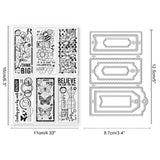 1 Sheet Custom PVC Plastic Clear Stamps, with 1Pc Carbon Steel Cutting Dies Stencils, for DIY Scrapbooking, Photo Album Decorative, Cards Making, Flower, Stamps: 160x110x3mm, Stencils: 125x87x0.8mm