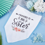 Polyester Dog Bandana, for Dog Engagement Announcement, Wedding Photo Prop, Pet Scarf Accessories, Triangle with Word Promoted to Big Sister, Flower Pattern, 305x630x0.5mm