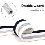 25M Double Layer Flat Cotton Cords, Hollow Cotton Rope, for Garment Accessories, White, 11x1.2mm, 25m/roll