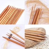 Bamboo Knitting Needles, Crochet Hooks, Double Pointed Carbonized Sweater Needles, Needle Caps, Mixed Color, 200mm, 5pcs/bag, 15bags/set