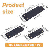 TPR Plastic Imitation Leather Bag Bottoms Set, with Iron Nails, Rounded Rectangle, Black, 18.2~28.2x7.1~10.1x0.3cm, Hole: 4mm, 3pcs/set