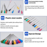 Stainless Steel Dispensing Needles, Plastic Interface, Mixed Color, 55.5x7.5mm, Hole: 4.5mm, Pin: 0.51~2mm, inner diameter: 0.25~1.51mm, 80pcs/box