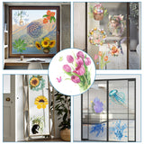 PVC Window Sticker, Flat Round Shape, for Window or Stairway  Home Decoration, Flower, 160x0.3mm, 4 styles, 1pc/style, 4pcs/set