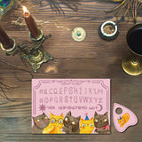 Pendulum Dowsing Divination Board Set, Wooden Spirit Board Black Talking Board Game for Spirit Hunt Birthday Party Supplies with Planchette, Cat Pattern, 300x210x5mm, 2pcs/set