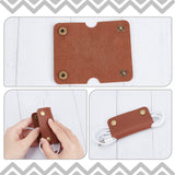 2Pcs 2 Colors Wide Imitation Leather Cable Keepers, with Alloy Snap Buttons, Cord Organizer Strap, for Wire Management, Mixed Color, 90x74x5.5mm, 1pc/color