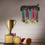 Iron Medal Hanger Holder Display Wall Rack, with Screws, Roller Skating, Word, 150x400mm