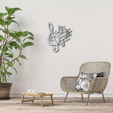 Iron Hanging Decors, Metal Art Wall Decoration, Musical Note, for Living Room, Home, Office, Garden, Kitchen, Hotel, Balcony, with Wall Anchor & Screw, Silver Color Plated, 300x250x1mm