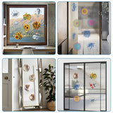 PVC Window Sticker, Flat Round Shape, for Window or Stairway  Home Decoration, Sunflower, 160x160x0.3mm, 4pcs/set
