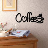 Laser Cut Basswood Wall Sculpture, for Home Decoration Kitchen Supplies, Word Coffee, 120x300x5mm