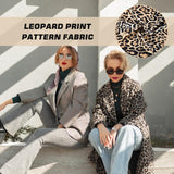 Leopard Print Pattern Fabric, Satin Imitation Silk Fabric, Light Khaki, 150x200x0.04cm