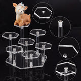 Acrylic Toy Model Display Stand, with 7 Organizer Hexagon Base, for Garage Kits Display Holder, Clear, 1.2~15x0.8~15x0.45~1.2cm