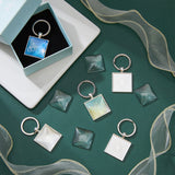 DIY Blank Square Keychain Making Kit, Including Zinc Alloy Keychain Cabochon Settings with Iron Split Key Rings, Glass Cabochons, Platinum, 30Pcs/set