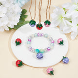 12Pcs 3 Colors Baking Painted Brass Bell Pendants, Strawberry Charm, Mixed Color, 21.5x17.5x17mm, Hole: 2mm, 4pcs/color