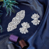 3Pcs 2 Style Hotfix Rhinestone, Iron on Patches, Dress Shoes Garment Decoration, Flower, Crystal, 3pcs/box
