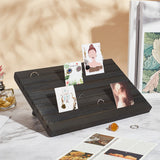 7-Slot Wooden Place Card Display Stands, for Postcards, Earring Display Cards Holder, Dyed & Heated, Rectangle, Black, 29x19x2cm, about 3pcs/set