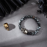 2Pcs 2 Colors Brass Beads, Skull, Mixed Color, 21.5x14x19mm, Hole: 6mm, 1pc/color