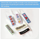 DIY Hair Clips Cross-Stitch Making Kits, including Fabric, Cotton Threads, Hot Melt Glue Sticks, Iron Needles & Snap Hair Clip, Alligator Hair Clip, Hair Barrette Findings, Mixed Color, Cross-Stitch Fabric: 174x100x3mm