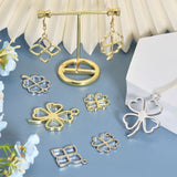 32Pcs 8 Styles Alloy Open Back Bezel Pendants, Clover Charms for Resin, Epoxy Resin Jewelry Making, Platinum & Golden, 26~48x24~38mm, Hole: 3~5mm, 4pcs/style