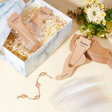 120Pcs Paper Anklet Display Cards, with 120pcs OPP Cellophane Bags, Foot Shape with Word Fashion Anklet, Tan, 15.6x5.55x0.05cm