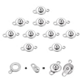 304 Stainless Steel Snap Clasps, Stainless Steel Color, 15.5x10x5mm, Hole: 1.5mm, 20pcs/box