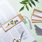 DIY Flower Pattern Paper Bookmark Embroidery Making Kits, including Fabric, Cotton Threads, Needle, Paper Craft Cards, Tassel Pendant Decoration and Embroidery Hoop, Mixed Color, Fabric: 267x267~270x0.3mm