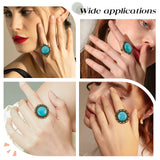 DIY Gemstone Half Round Ring Making Kits, Including Iron Adjustable Ring Settings, Synthetic Turquoise Cabochons, Antique Bronze, 16Pcs/box