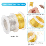 2Rolls 2 Colors Round Copper Craft Wire, for Jewelry Making, Long-Lasting Plated, Mixed Color, 24 Gauge, 0.5mm, about 39.37 Feet(12m)/roll, 1roll/color