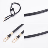 DIY PU Leather Knitting Crochet Bags, with Bottom, Drawstring and Shoulder Strap, for DIY Craft Shoulder Bags Accessories, Black, 125.2x0.7x0.4cm
