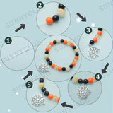 Halloween Bracelet Making Kit, Including Glass Imitation Jade & Acrylic Pearl Beads, Witch & Skeleton & Spider Alloy Pendants, Mixed Color, 182Pcs/box