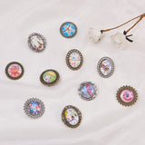 DIY Brooch Making, Alloy Brooch Cabochon Bezel Settings with Clear Glass Cabochons, Antique Bronze & Antique Silver, 25x18x5mm, Cabochon Bezel Setting: 10pcs/set, Glass Cabochons: 10pcs/set